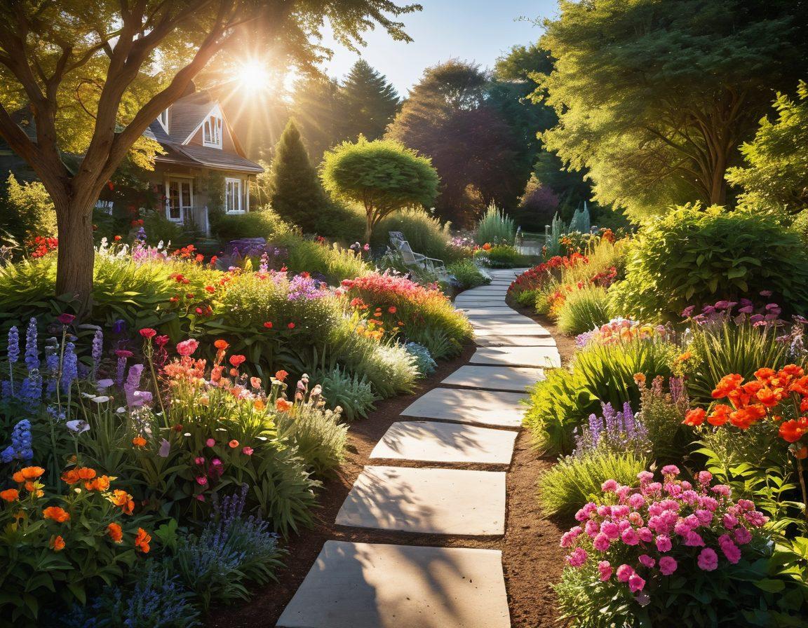 A serene landscape depicting a winding path through a peaceful garden, lined with vibrant flowers symbolizing hope and healing. Include supportive figures like a diverse group of people engaged in conversation, showcasing community and advocacy. The sun is shining down, casting a warm glow on the scene, representing optimism. super-realistic. vibrant colors. soft focus.
